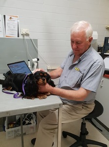 Beatriz with eye specialist Dr Andrew Turner